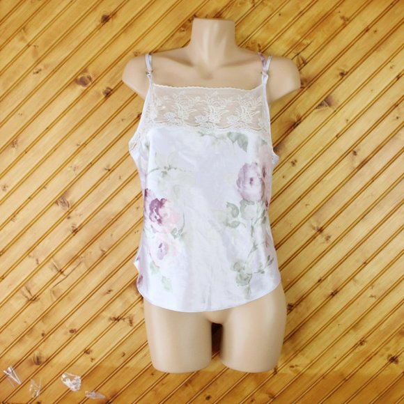 Vintage Camisole California Dynasty Straight Neck Double Strap Lace Medium CA101 - Picture 2 of 9